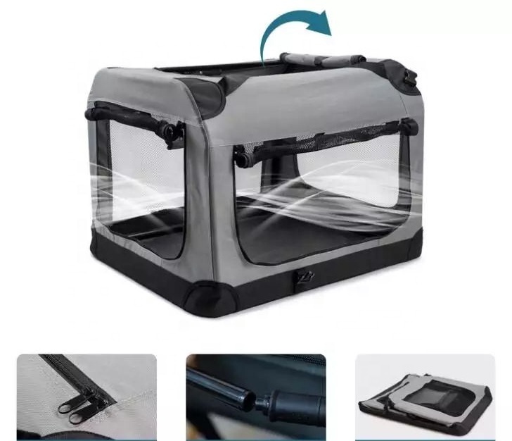 Folding Zippered Vista View House Pet Car Travel Crates Vehicle Folding Soft Collapsible Kennel Portable Dog Carrier Bag for Cat