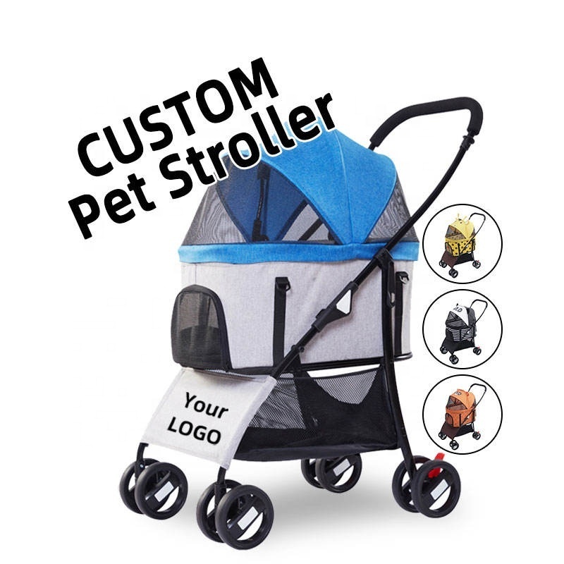 Dog Supplie Double Dog Pet Stroller, Newly Design 4 Wheels Pet Cart Lightweight Buy Best Compact Trolley