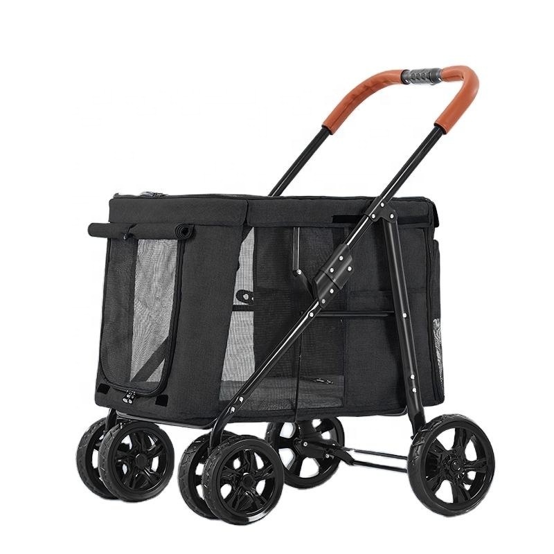 Wholesale Foldable Pet Stroller Ride On Car Outdoor Travel Dog Carrier Bag Pet Stroller for Dogs and Cats Special Cart Trolley