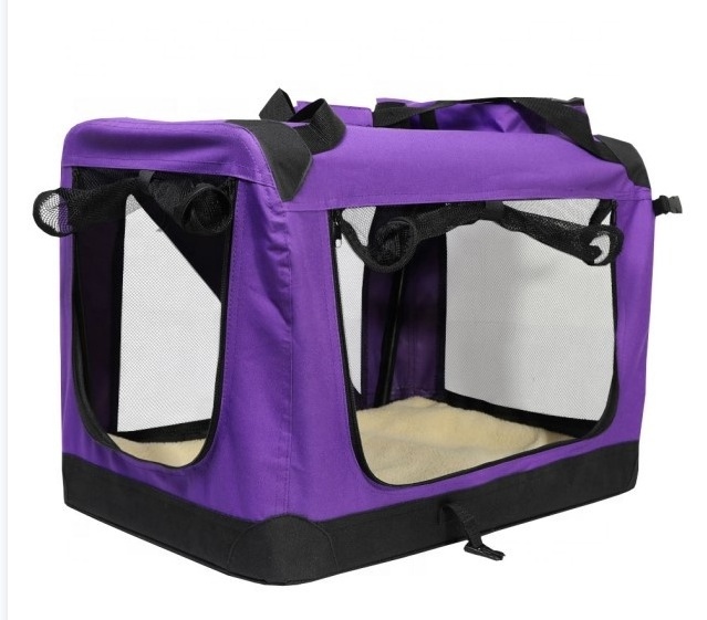 Foldable Portable Pet Dog House Soft Crate Carrier Cage Kennel with Fleece Mat