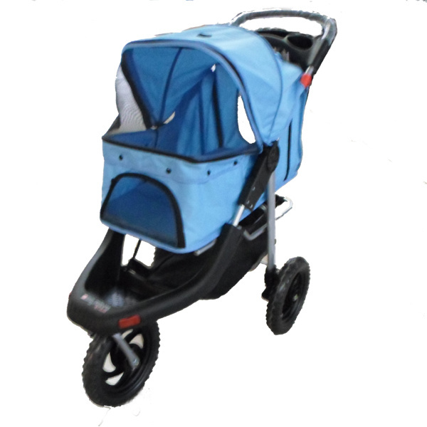 Easy One-Hand Fold 3 Big Wheels Jogger Wholesale Pet Stroller Cat Dog Easy Walk Folding Travel Carriage Trolley With Cup Holder