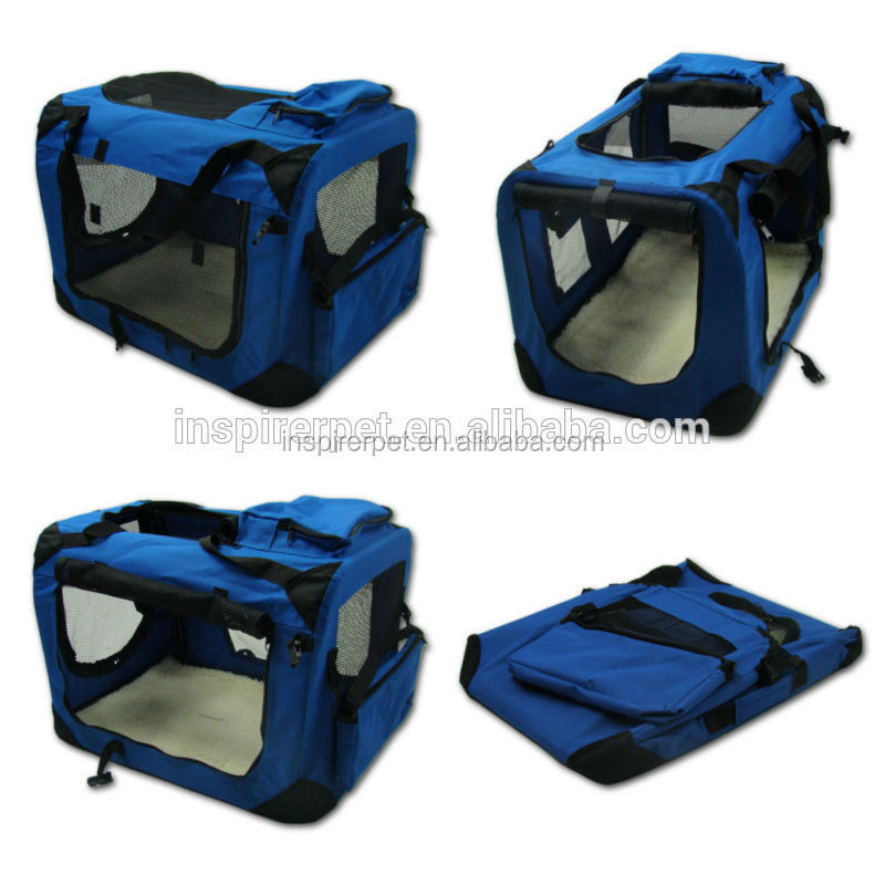 3 Door Portable Folding Dog Soft Crate Strong Steel Frame Health Travel Collapsible Pet Cat Dog Crate With Mesh Mat