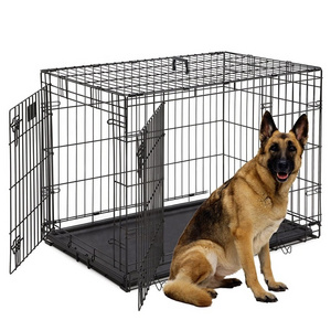 48'' Foldable Collapsible Metal Large XXL Dog Cage Metal Kennels, Stackable Dog Cages For Large Dog, Wholesale Dog Crate Cage