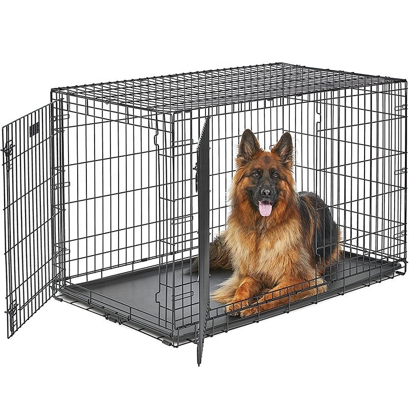 48'' Foldable Collapsible Metal Large XXL Dog Cage Metal Kennels, Stackable Dog Cages For Large Dog, Wholesale Dog Crate Cage