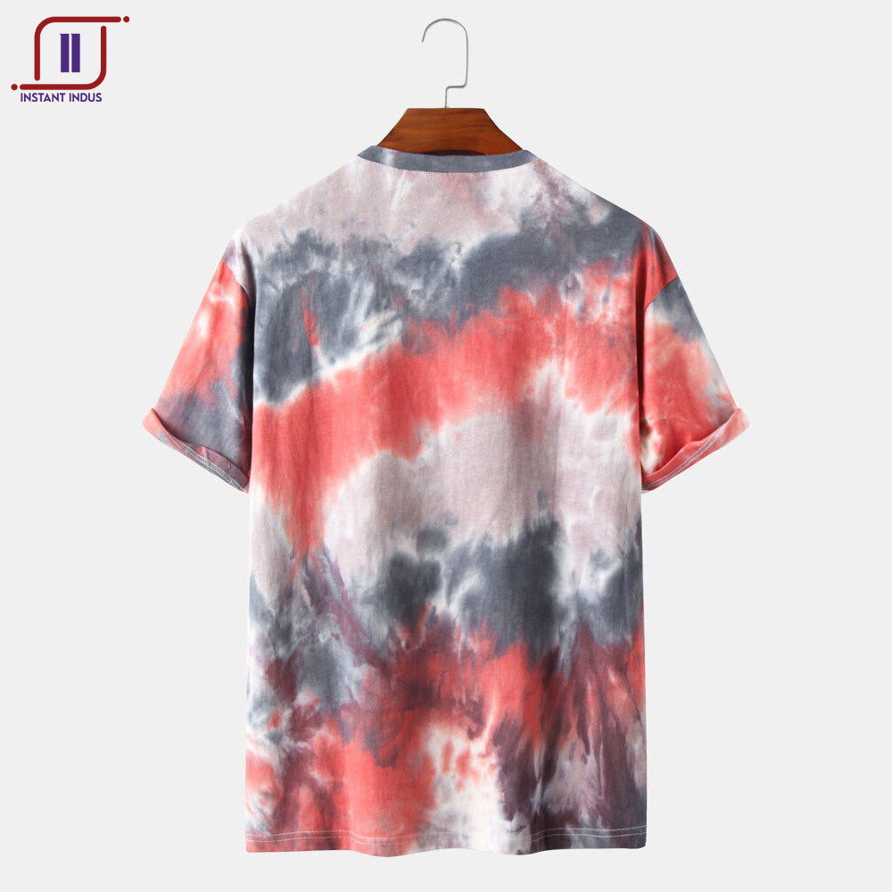 Street Mens Colorful Tie Dye Crew Neck Short Sleeve T-Shirt OEM Service