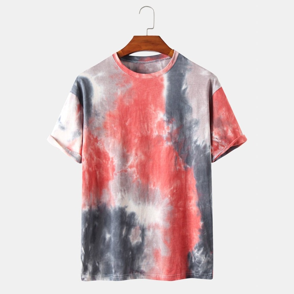 Street Mens Colorful Tie Dye Crew Neck Short Sleeve T-Shirt OEM Service