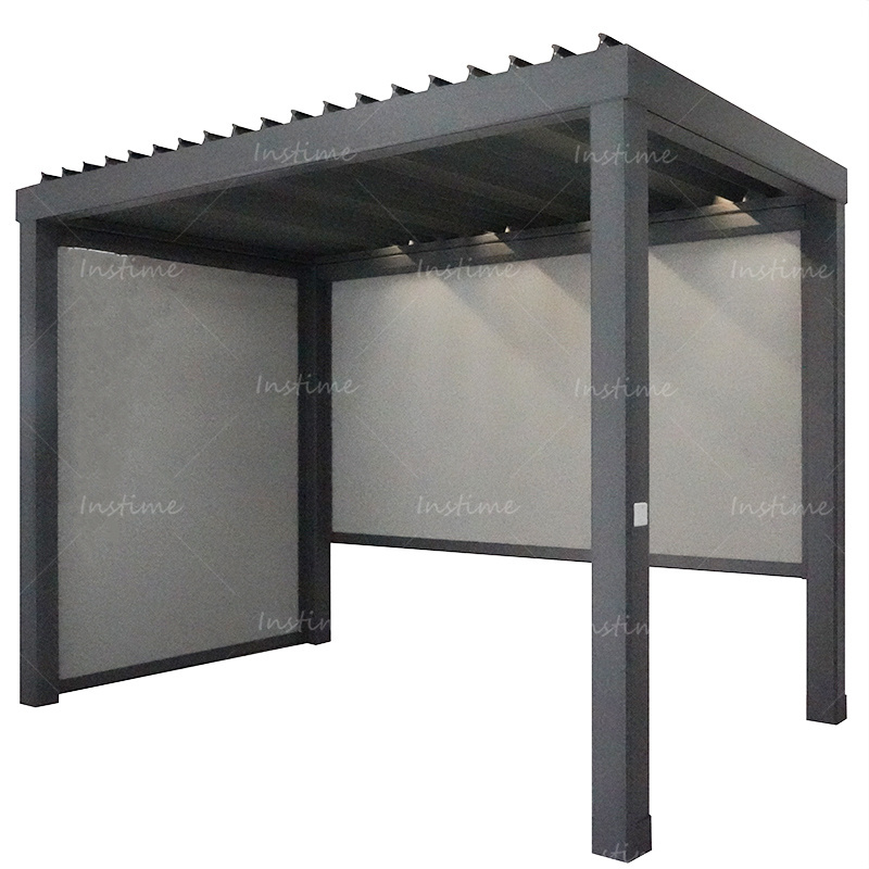 Instime Exterior Motorized Shutter Outdoor Aluminum Pergola Electric Louver Aluminium Canopy Pergola Gazebo