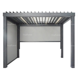 Instime High Quality Customized Aluminum Outdoor Pergola Waterproof Louver Roof System Electric Gazebo With Led Strip