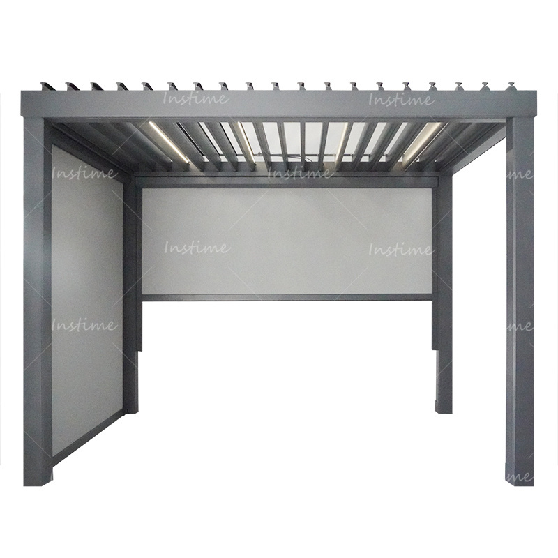 Instime Electric Patio Cover Outdoor Aluminum Louver Roof Gazebo With Side Shades Modern Customized Pergola