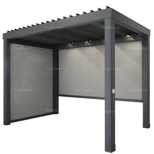 Instime Electric Patio Cover Outdoor Aluminum Louver Roof Gazebo With Side Shades Modern Customized Pergola