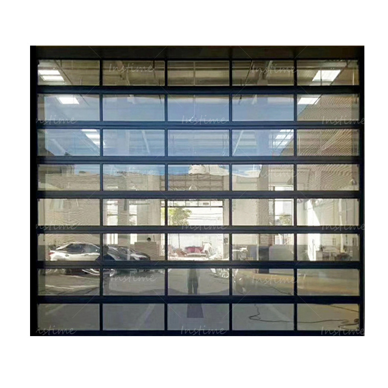 Instime Modern Style HIgh Quality Automatic Sectional Overhead Aluminum Frosted Glass Garage Doors With Garage Door For House