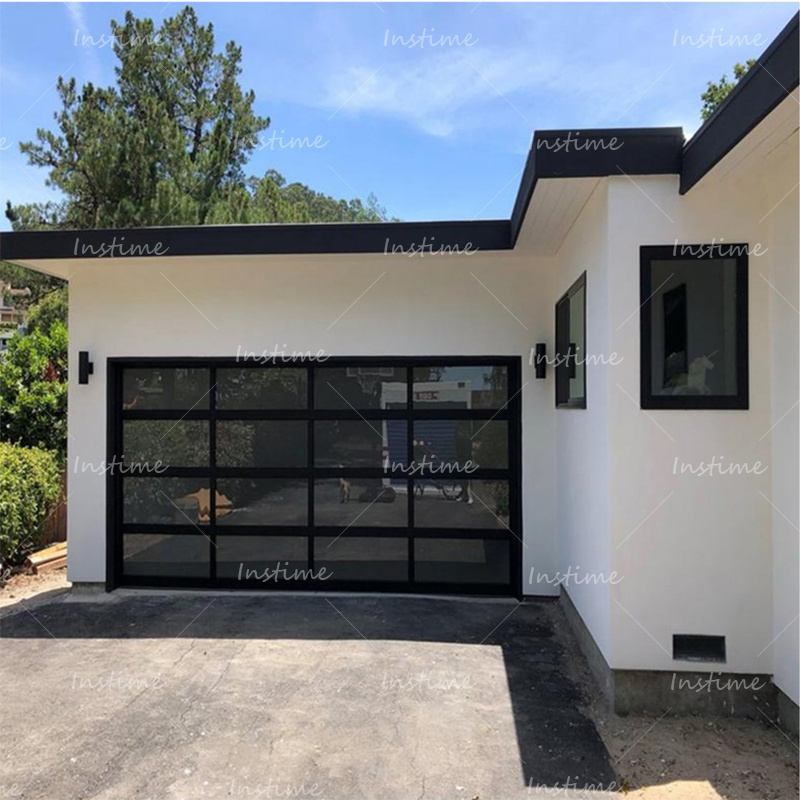 Instime Optimally Sealed Alloy Glass Frameless Garage Door Modern Insulated Commercial Garage Doors For House