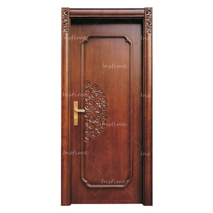 Instime Latest Design Modern Main Entry Entrance Room Security Interior Exterior Solid Wood Door For House Bedroom