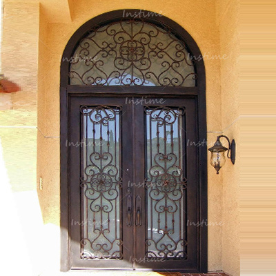 Instime Hot Sale High Quality Simple Modern Design Steel Front Entrance Door Customized Antique Wrought Iron Entry Door