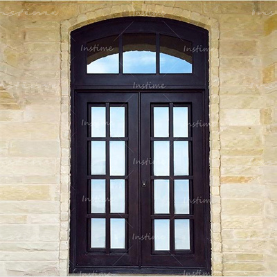 Instime China High Quality Supplier Modern Decorative Wrought Iron Front Patio Double Entry Doors For Villa