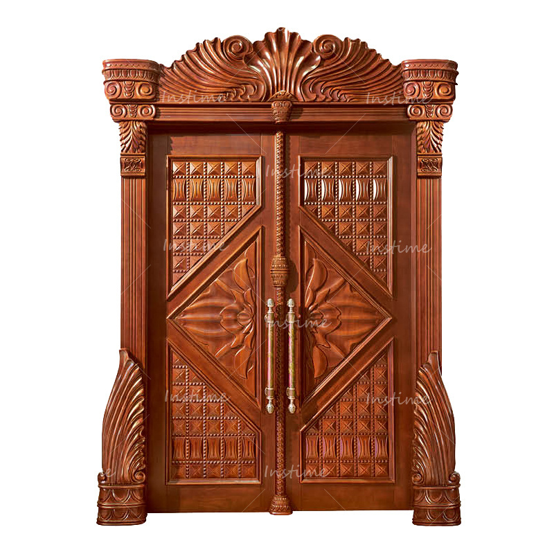 Instime Modern Minimalist Pure Solid Wood Door Composite Solid Wood Multi-Layer Solid Wood Soundproof Door For Front Main Gate