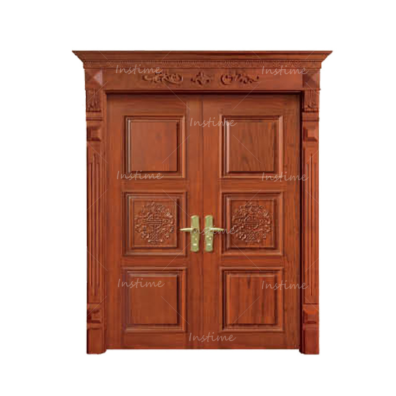 Instime Modern Minimalist Pure Solid Wood Door Composite Solid Wood Multi-Layer Solid Wood Soundproof Door For Front Main Gate