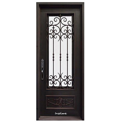 Instime China High Quality Supplier Modern Decorative Wrought Iron Front Patio Double Entry Doors For Villa