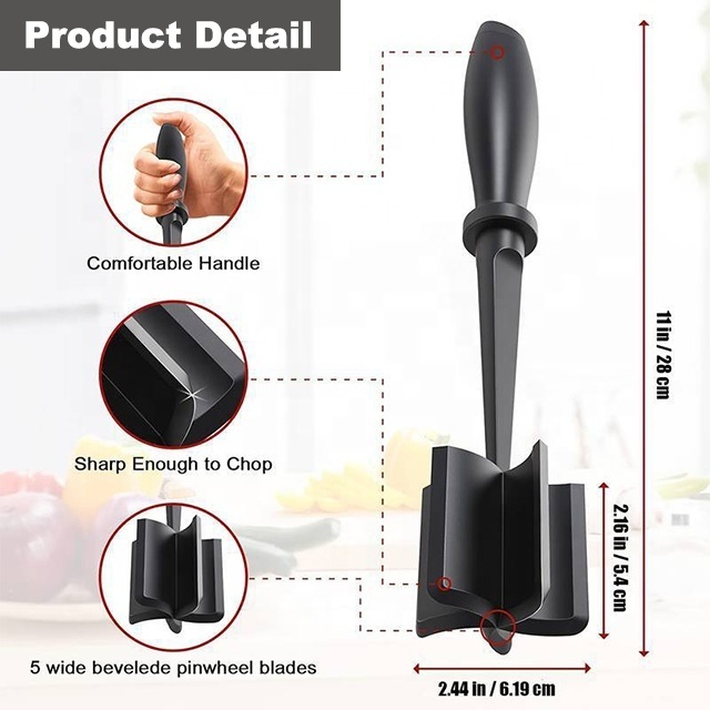 Meat Chopper Hamburger Chopper Utensil Professional Heat Resistant Nylon Potato Masher Non Stick Mix Chopper for Kitchen Tool