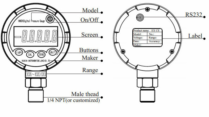 HX601 Standard calibration gauge high precesion digital manometer