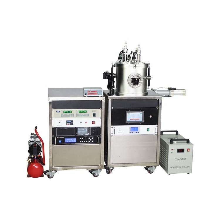 RF sputering with 2 magnetrons with targets / Dual-Head High Vacuum Magnetron Plasma Sputtering Coater machine