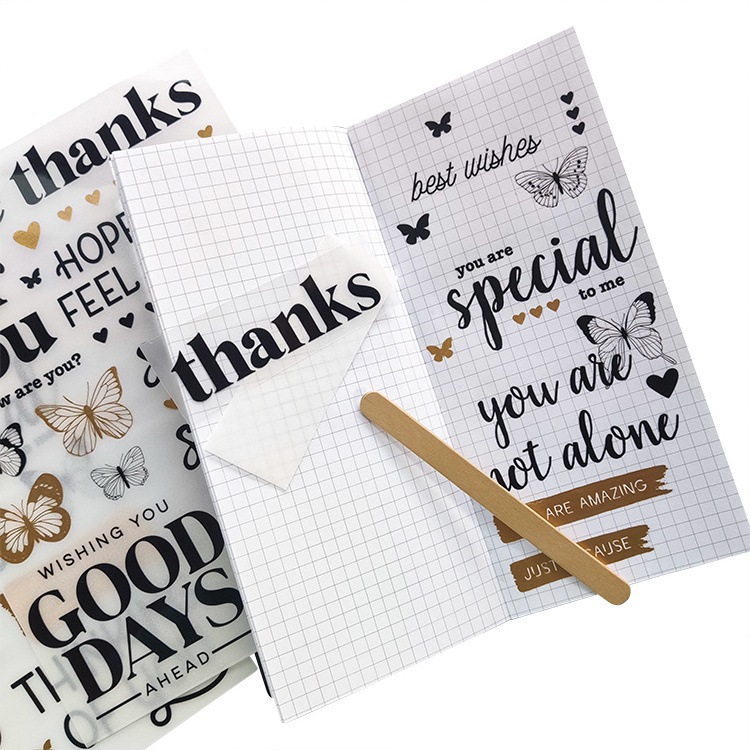 Custom Decals  Journal Scrapbook Letters Waterproof Color Gold Foil Rub On Transfers Sticker