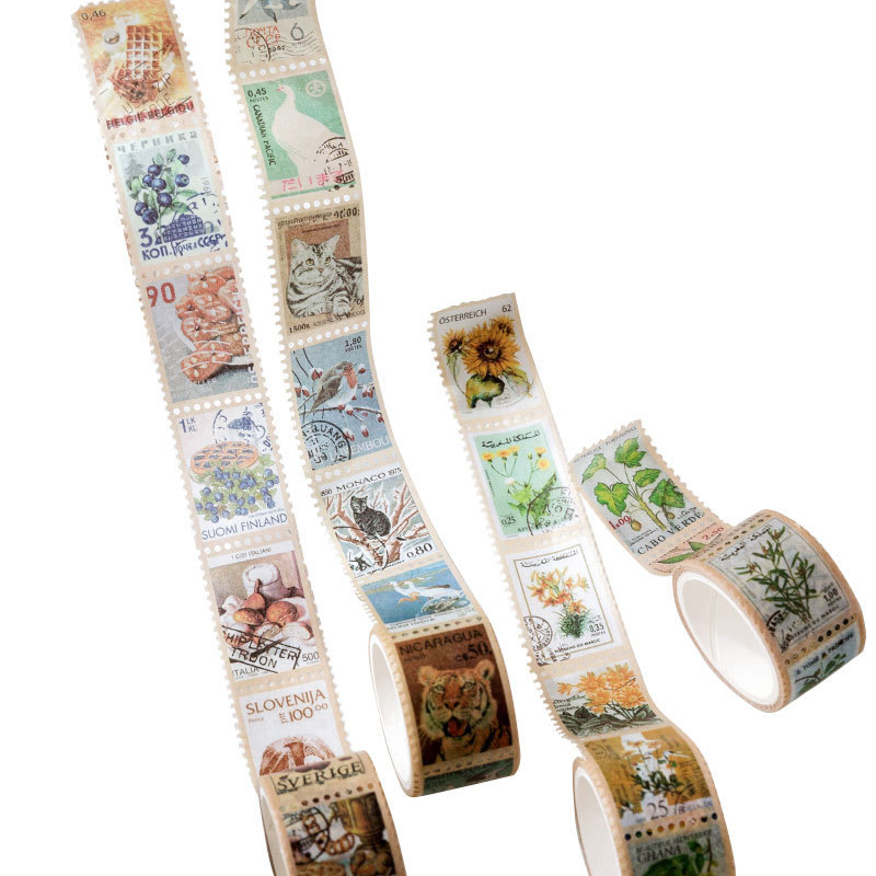 Custom Scrapbooking Printed Vintage Postage Stamp Sticker Paper Washi Tape in Bulk