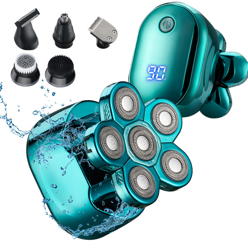 Suttik LK-8820 Multi functional Bald Head green electric beard 6 blade USB Rechargeable Electric waterproof 5 in 1 body Shavers