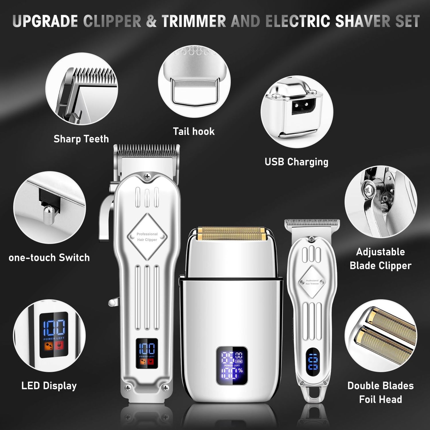 Suttik 973 Professional Products Hair Clippers Electric Shaver Hair Trimmer Mens Beard Grooming Set New Arrivals 3 in 1 USB