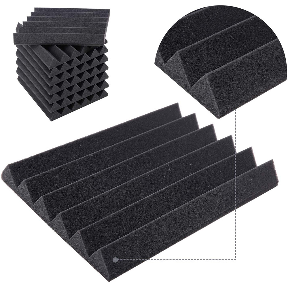 Acoustic Foam Panels,Studio Soundproofing Wedges Fire Resistant Sound Proof Padding Acoustic Treatment Foam (Black)