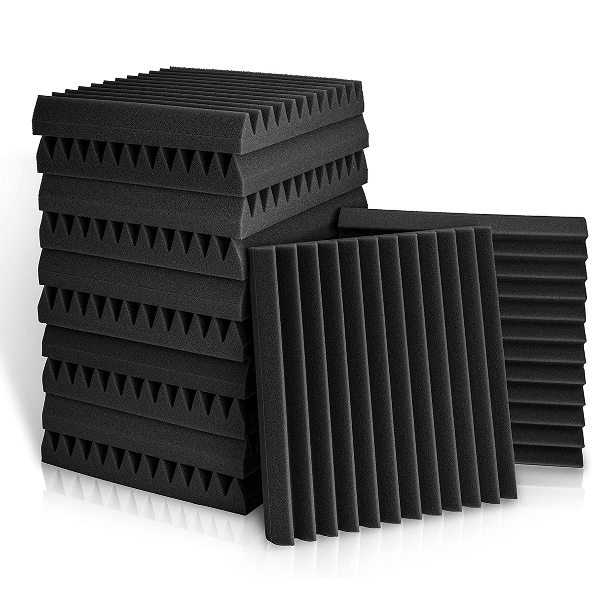 Acoustic Foam Panels,Studio Soundproofing Wedges Fire Resistant Sound Proof Padding Acoustic Treatment Foam (Black)