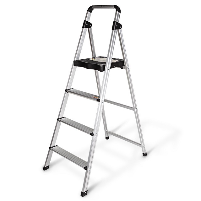 Fiberglass Telescopic Plastic Folding Single Sided Adjustable Wide 2 Step Ladder