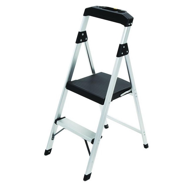 Fiberglass Telescopic Plastic Folding Single Sided Adjustable Wide 2 Step Ladder