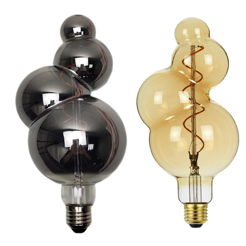 New E27 Lamp Holder Led Bulb Retro Bulb Smoke Gray Shaped Bulb 4W 220V -250V Led Filament Decoration Edison