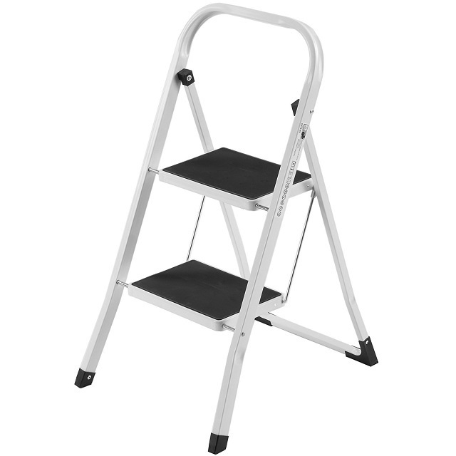 Fiberglass Telescopic Plastic Folding Single Sided Adjustable Wide 2 Step Ladder