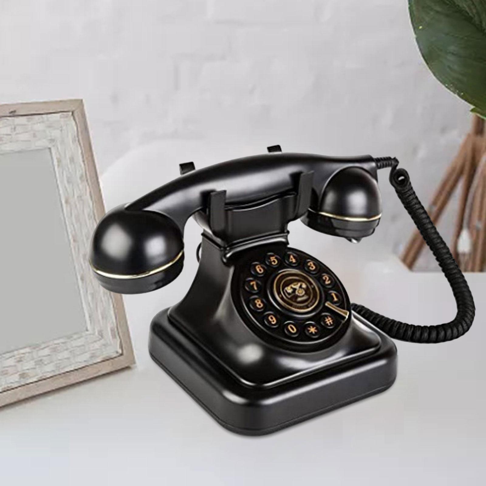 Antique Telephone Old Fashioned Fixed Phone Button Dial Home Phone with Adjust Volume Function Telephone Desk Decor for Ornament