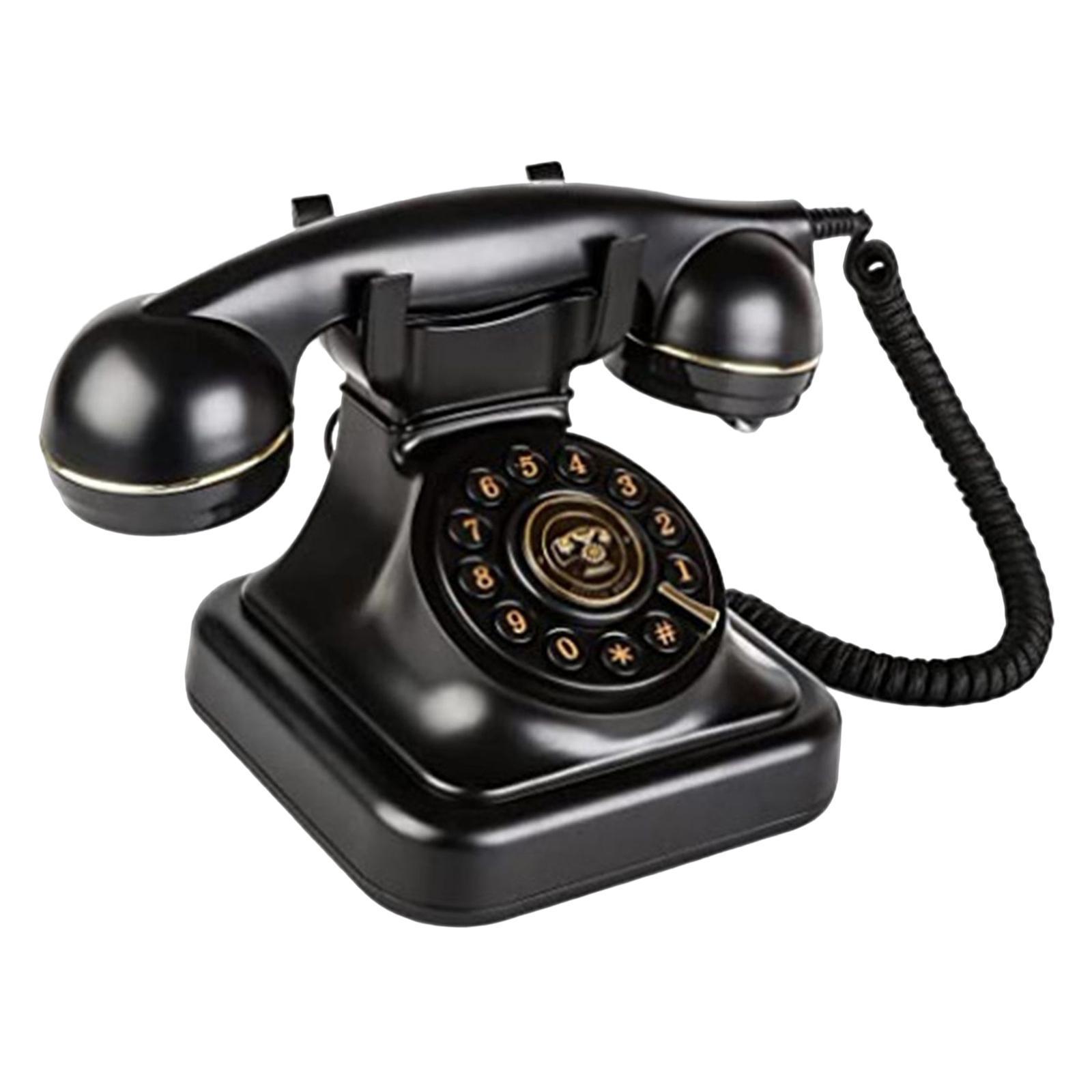 Antique Telephone Old Fashioned Fixed Phone Button Dial Home Phone with Adjust Volume Function Telephone Desk Decor for Ornament