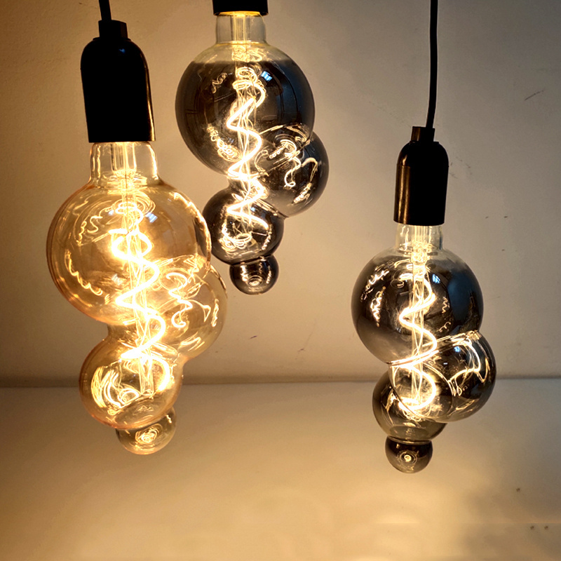 New E27 Lamp Holder Led Bulb Retro Bulb Smoke Gray Shaped Bulb 4W 220V -250V Led Filament Decoration Edison