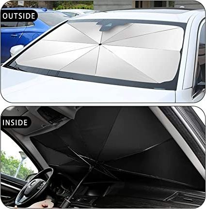 Car Sun Shade Windshield Cover, Car Foldable Umbrella Sun Shade Cover, Retractable Car Front Window Shade Block UV Rays