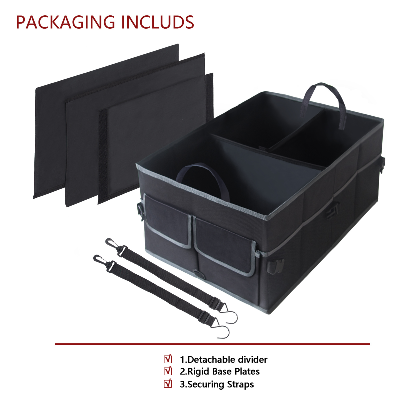 Collapsible Auto Trunk Organizers Storage Multi-Compartment Car Boot Organiser Trunk Organizer