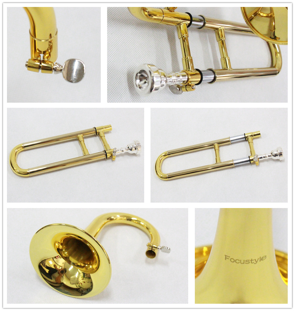 Good quality professional trombone Brass Body Gold Lacquer chinese piccolo trombone