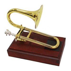 High Quality Brass Material Gold Lacquered Piccolo Trombone