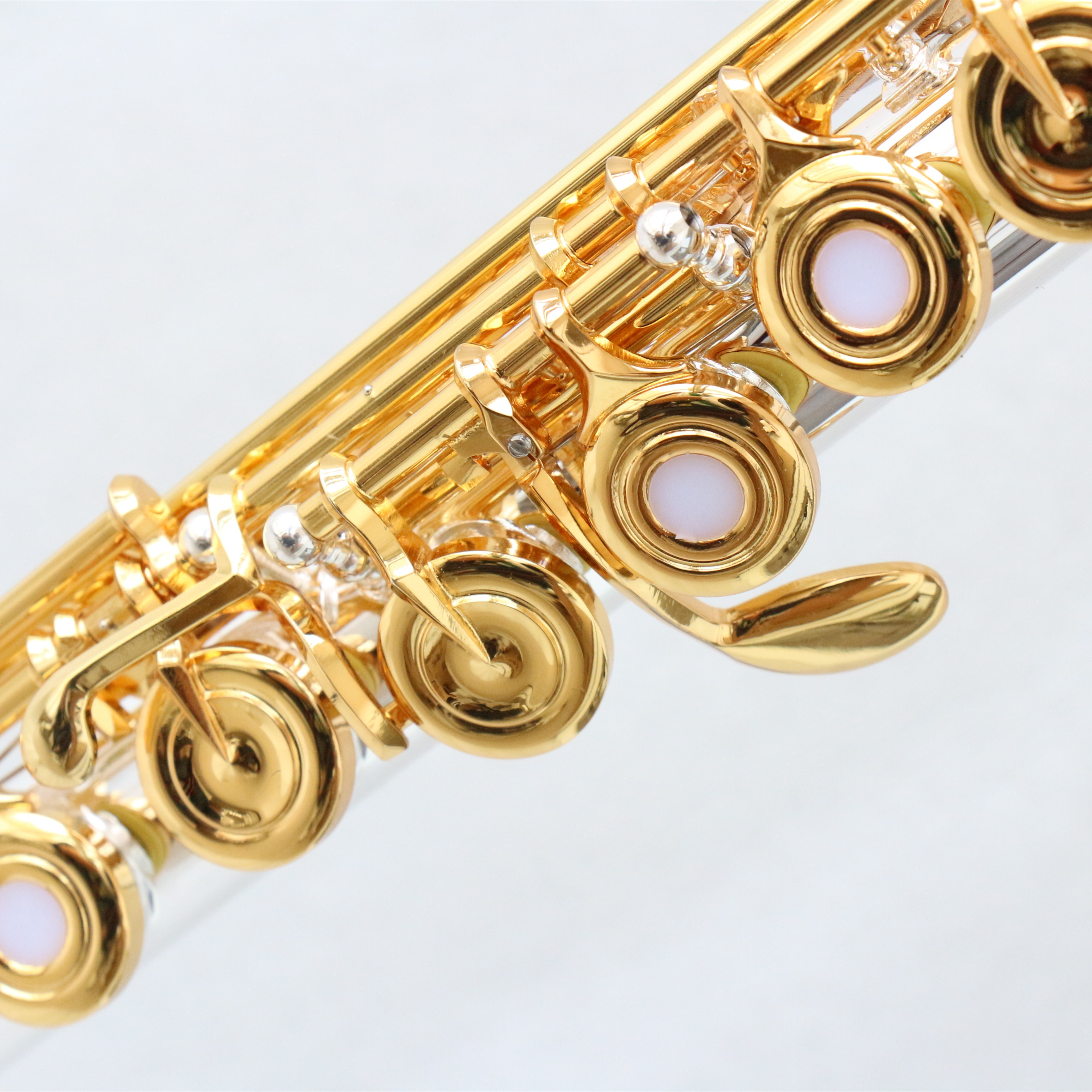 High end professional concert flute golden flute instrument for sale silver plated body gold plated keys flute