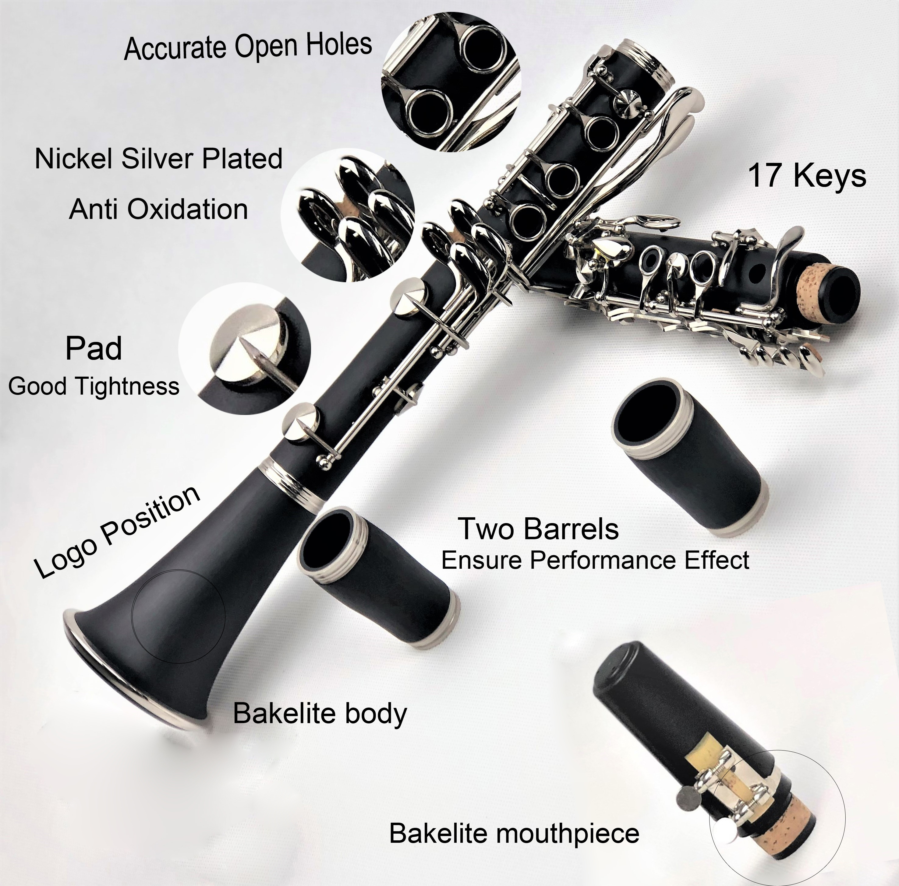 Professional Clarinet  wind instrument  Bakelite Body Clarinet alto clarinet