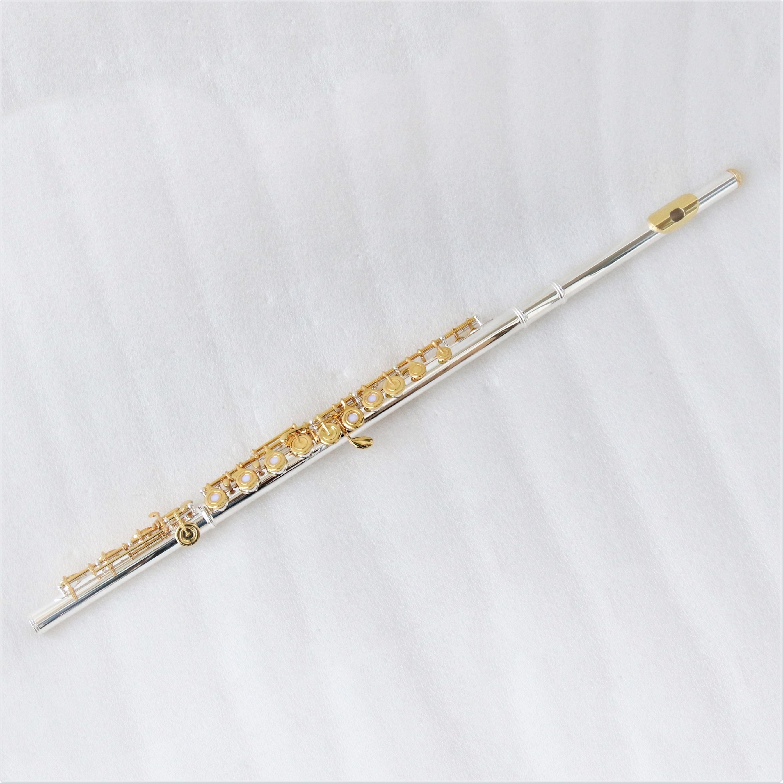 High end professional concert flute golden flute instrument for sale silver plated body gold plated keys flute