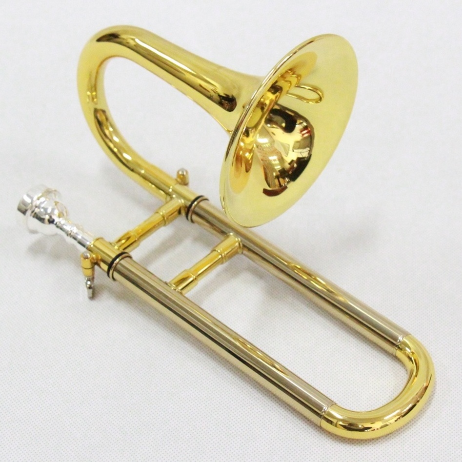 Chinese economical slide trumpet piccolo trombone for sale high quality trombone in stock gold lacquered Bb/A piccolo trombone