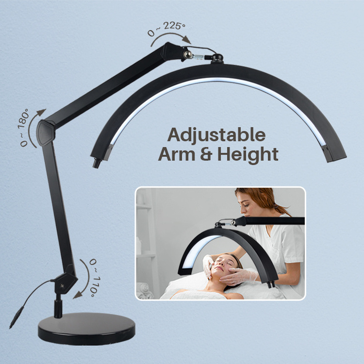 New Style Lash Lamp for Lash Extensions Swing Arm beauty Desk Lamp  Clamp Led Half Moon Light for Tattoo Beauty  half moon light