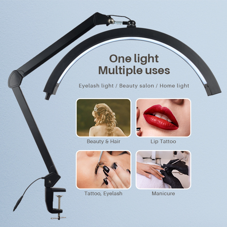 Hottest LED Swing Arm beauty Desk Lamp with Clamp lash lamp for lash extension manicure beauty salon desk lamp half moon light