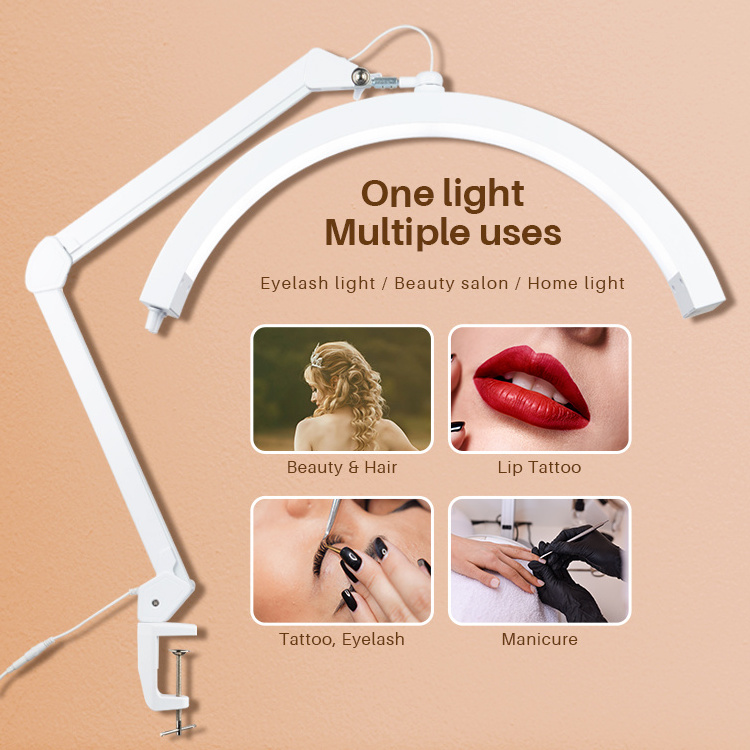 Hottest LED Swing Arm beauty Desk Lamp with Clamp lash lamp for lash extension manicure beauty salon desk lamp half moon light