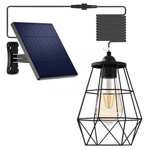 Solar Pendant Light Cage, intelamp Solar Powered Indoor & Outdoor Lights Hanging Lights for Storage Room Home Yard Porch Balcony